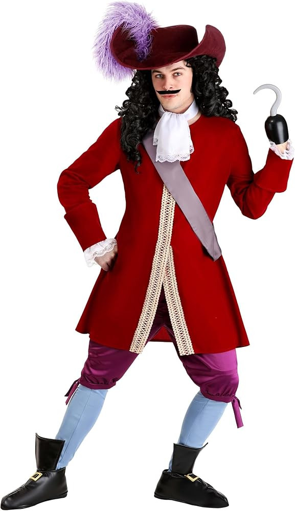Men's Deluxe Disney Captain Hook Costume, Swashbuckling Pirate Halloween Outfit | Amazon (US)