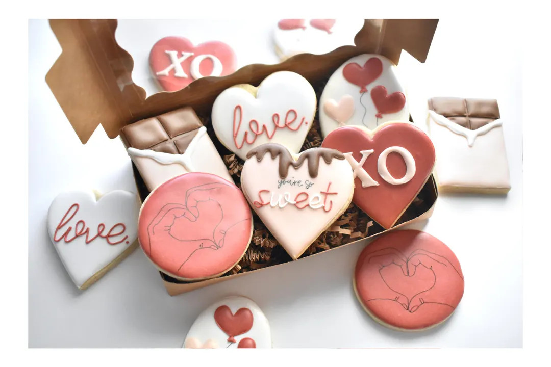 Valentine's Day Royal Icing Sugar Cookie Gift Box (6 Pieces) - Customizable - Individually Wrappe... | Etsy (US)