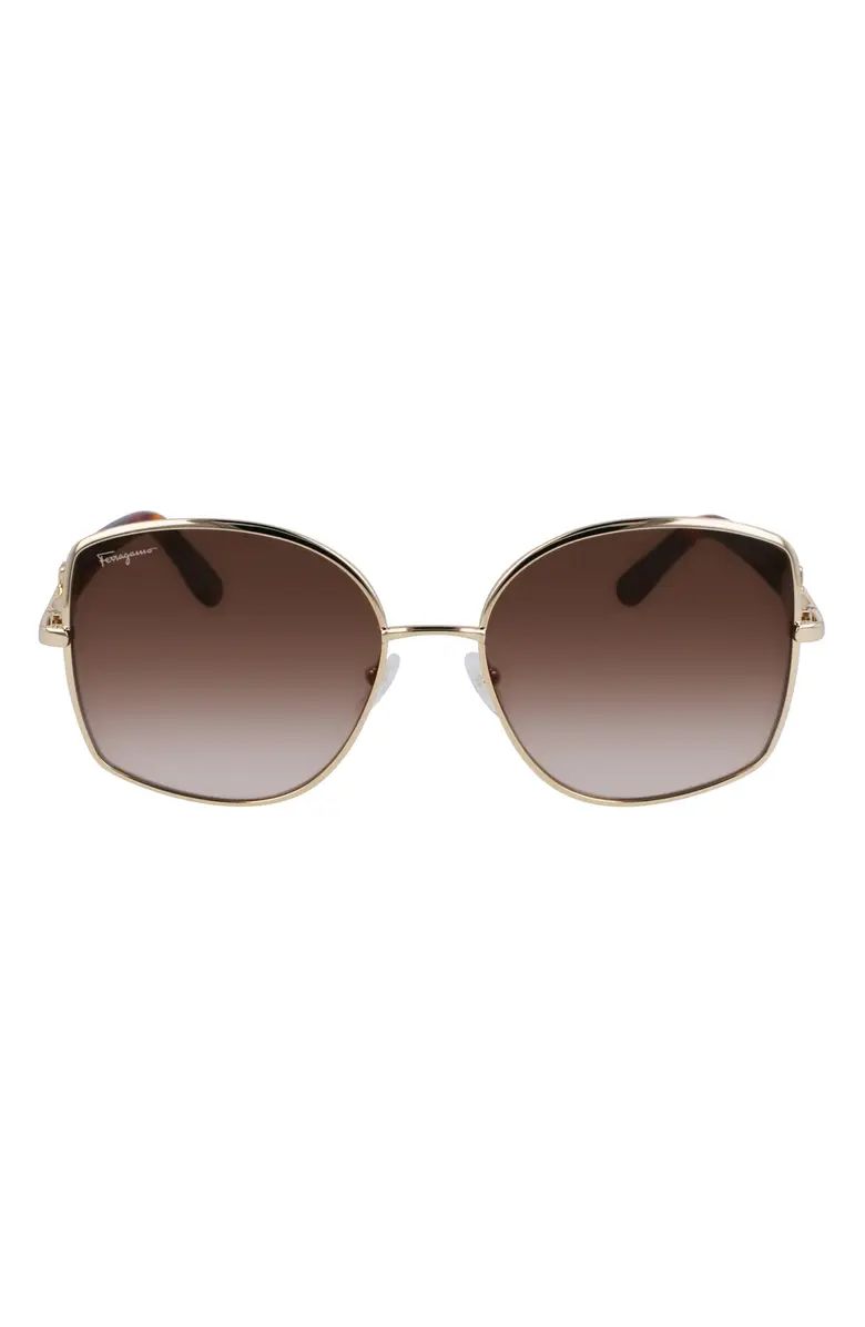 FERRAGAMO Gancini 57mm Gradient Oval Sunglasses | Nordstrom | Nordstrom