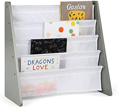 Humble Crew, Grey/White Kids Book Rack Storage Bookshelf, 4 Tiers | Amazon (US)