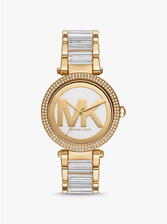 Parker Pavé Gold-Tone Acetate Watch | Michael Kors US