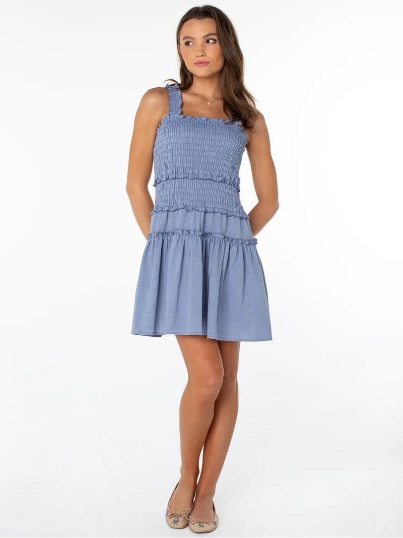 Celebrity Pink Women's and Women's Plus Smocked Ruffle Mini Dress, Size XS-4X | Walmart (US)