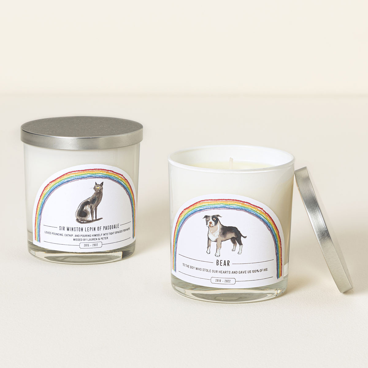 Rainbow Bridge Pet Memorial Candle | UncommonGoods