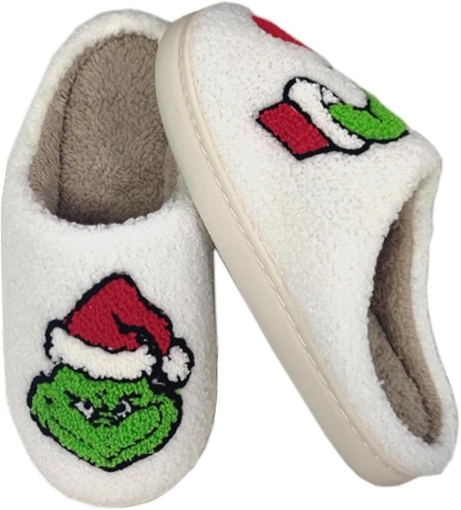 pwuzcye Christmas Slippers for Women Xmas Indoor Bedroom Fluffy Womens Cozy Fuzzy House Slippers ... | Amazon (US)