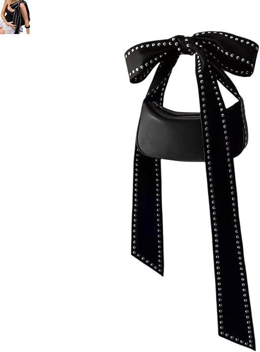 Studded Purses for Women Studded Shoulder Bag Y2k Purse Shoulder Bag for Women Crescent Bag Bow K... | Amazon (US)