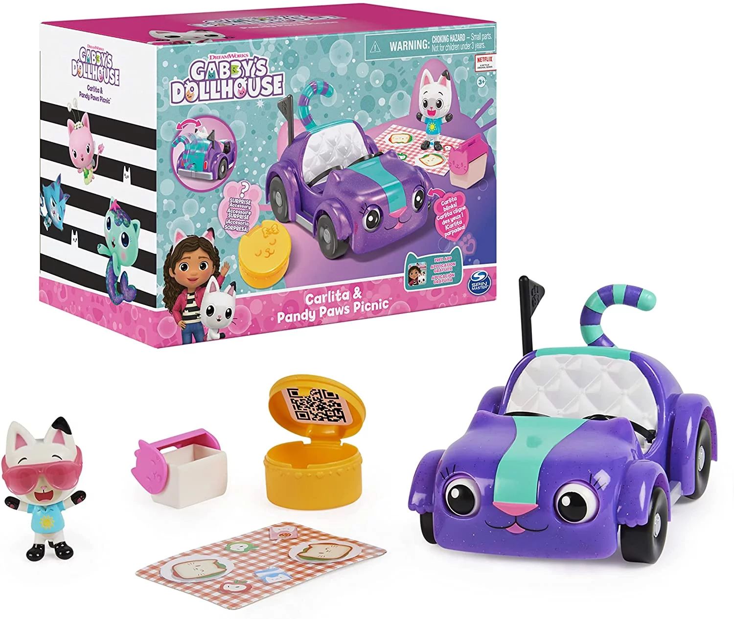 Gabby's Dollhouse, Carlita Toy Car with Pandy Paws Collectible Figure and 2 Accessories - Walmart... | Walmart (US)