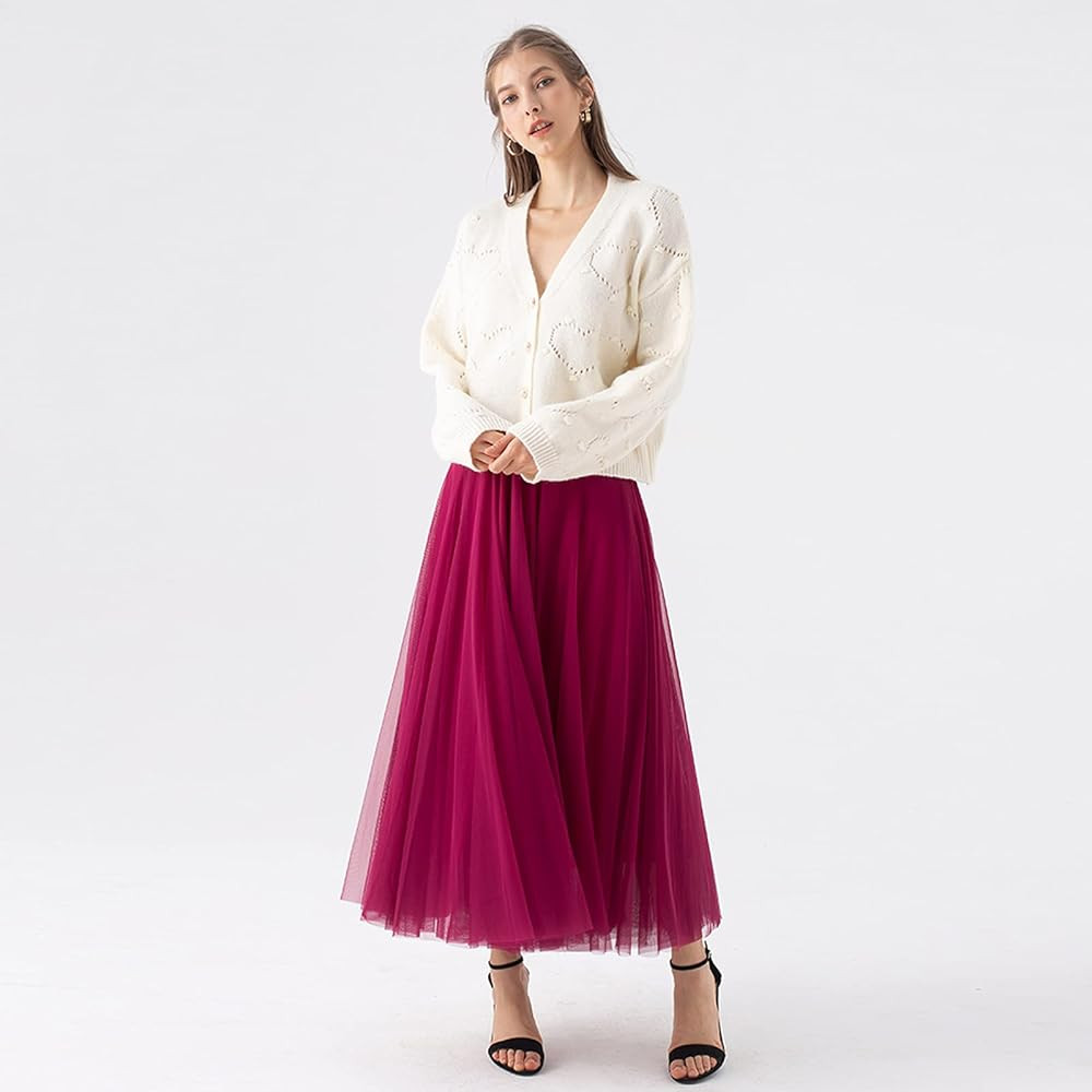 CHICWISH Women's Lilac/Cream/Grey/Pink/Black Layered Mesh Ballet Prom Party Tulle Tutu A-Line Max... | Amazon (US)