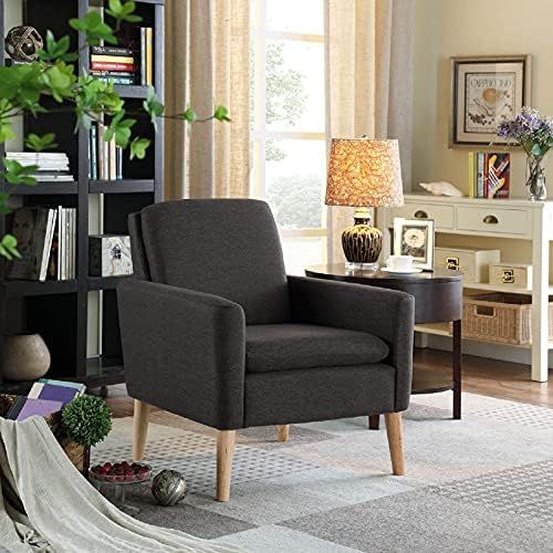 Lohoms Modern Accent Fabric Chair Single Sofa Comfy Upholstered Arm Chair Living Room Furniture Blac | Amazon (US)