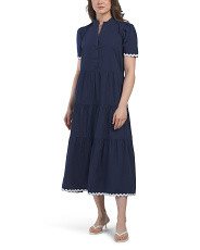 Puff Sleeve Shirt Dress With Ric Rac Trim | Casual Dresses  | Marshalls | Marshalls