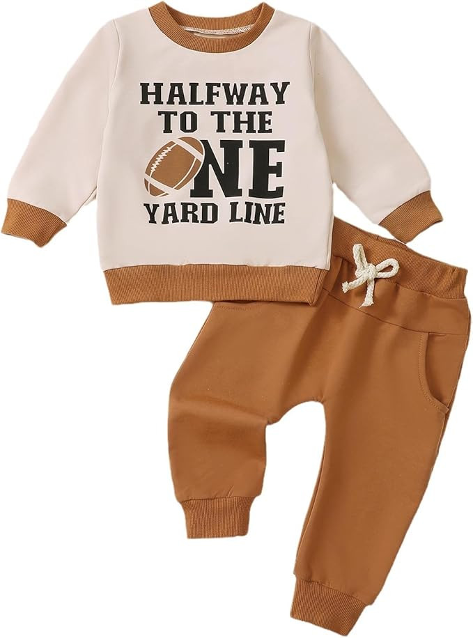 Kislio Infant Toddler Baby Boy Clothes Set Game Day Football Long Sleeve Pullover Sweatshirt Pant... | Amazon (US)