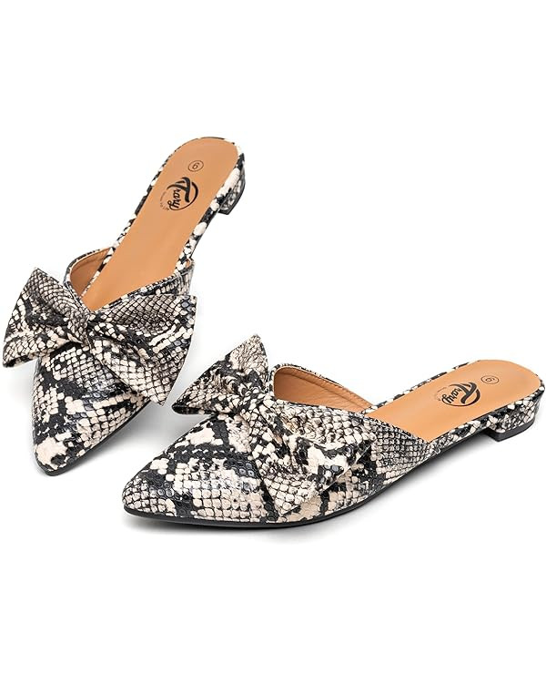 Trary Mules for Women Flats, Pointed Toe Womens Mules with Heels, Black Mules Shoes for Women, Bo... | Amazon (US)
