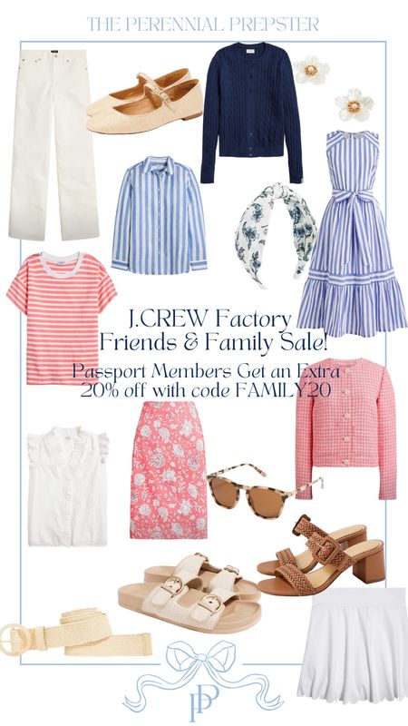 JCrew factory friends and family sale happening now! Passport members get an extra 20% off with code FAMILY20 

Stock on spring and early summer favorites! Preppy style classic style resort wear wedding guest dresses spring outfit 

#LTKsalealert