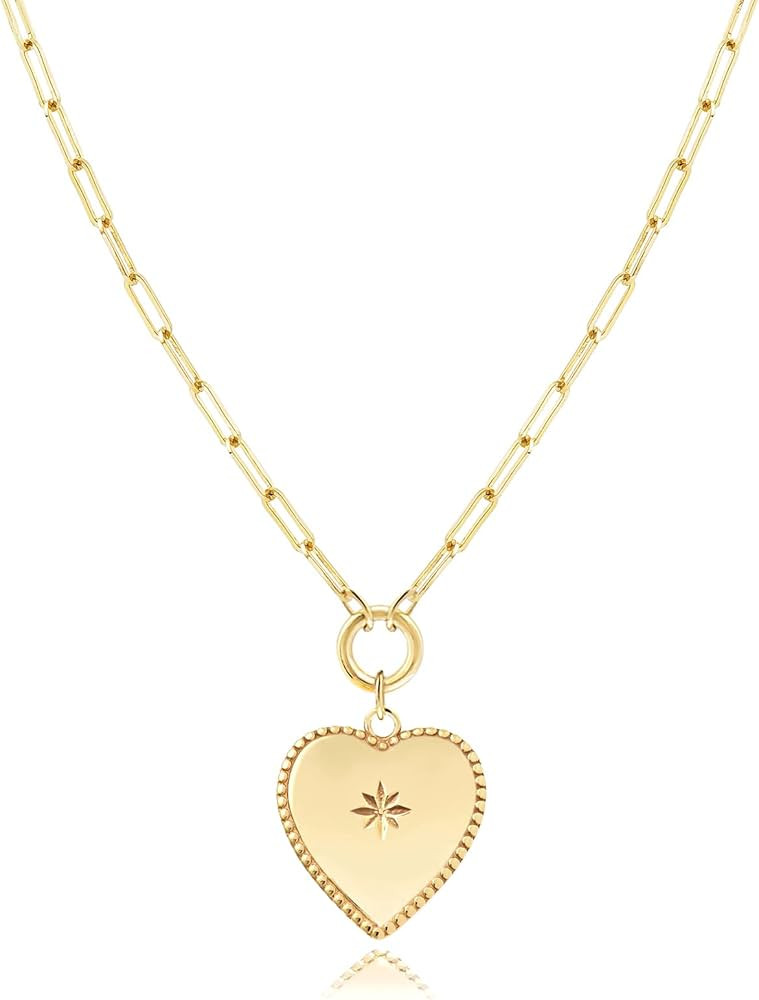 Jewelry Atelier Gold Filled Heart Necklaces – 14K Yellow Gold Filled Hearth Pendant with Solid ... | Amazon (US)