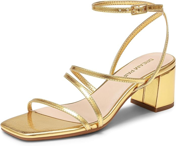 DREAM PAIRS Womens Block Heels 2 inch Strappy Square Toe Dressy Chunky Low Heeled Sandals for Par... | Amazon (US)
