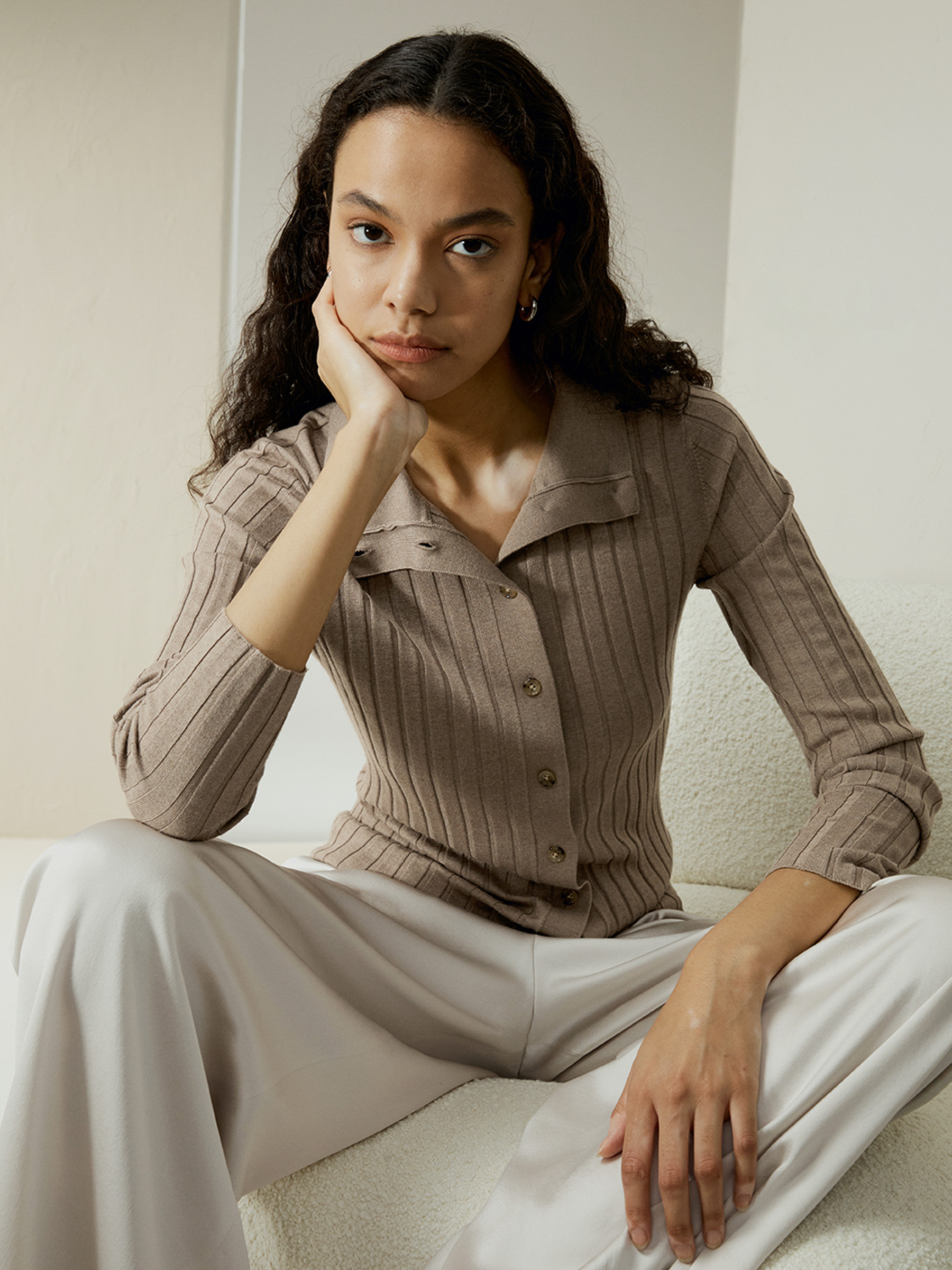 Ribbed Silk-Cashmere Blend Cardigan | LilySilk