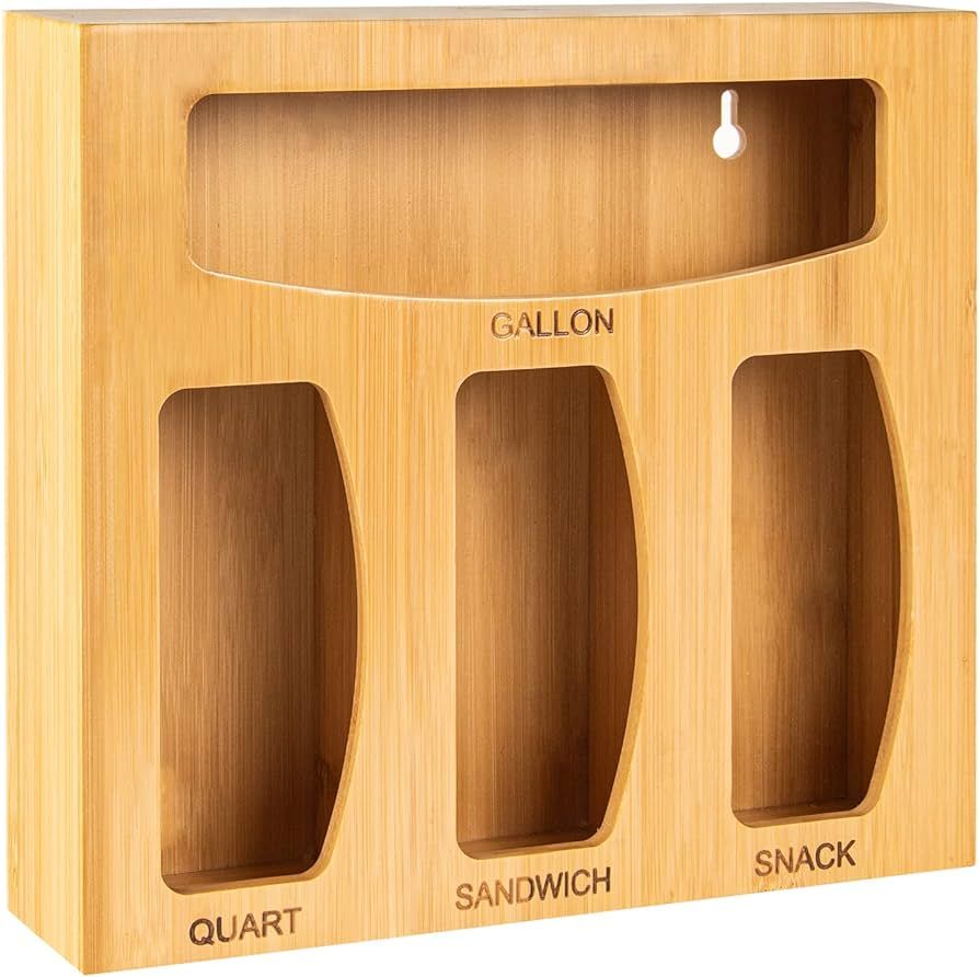 NIKUY Bamboo Ziplock Bag Organizer for Drawer, Food Storage Organizer Sandwich Bag Organizer for ... | Amazon (US)