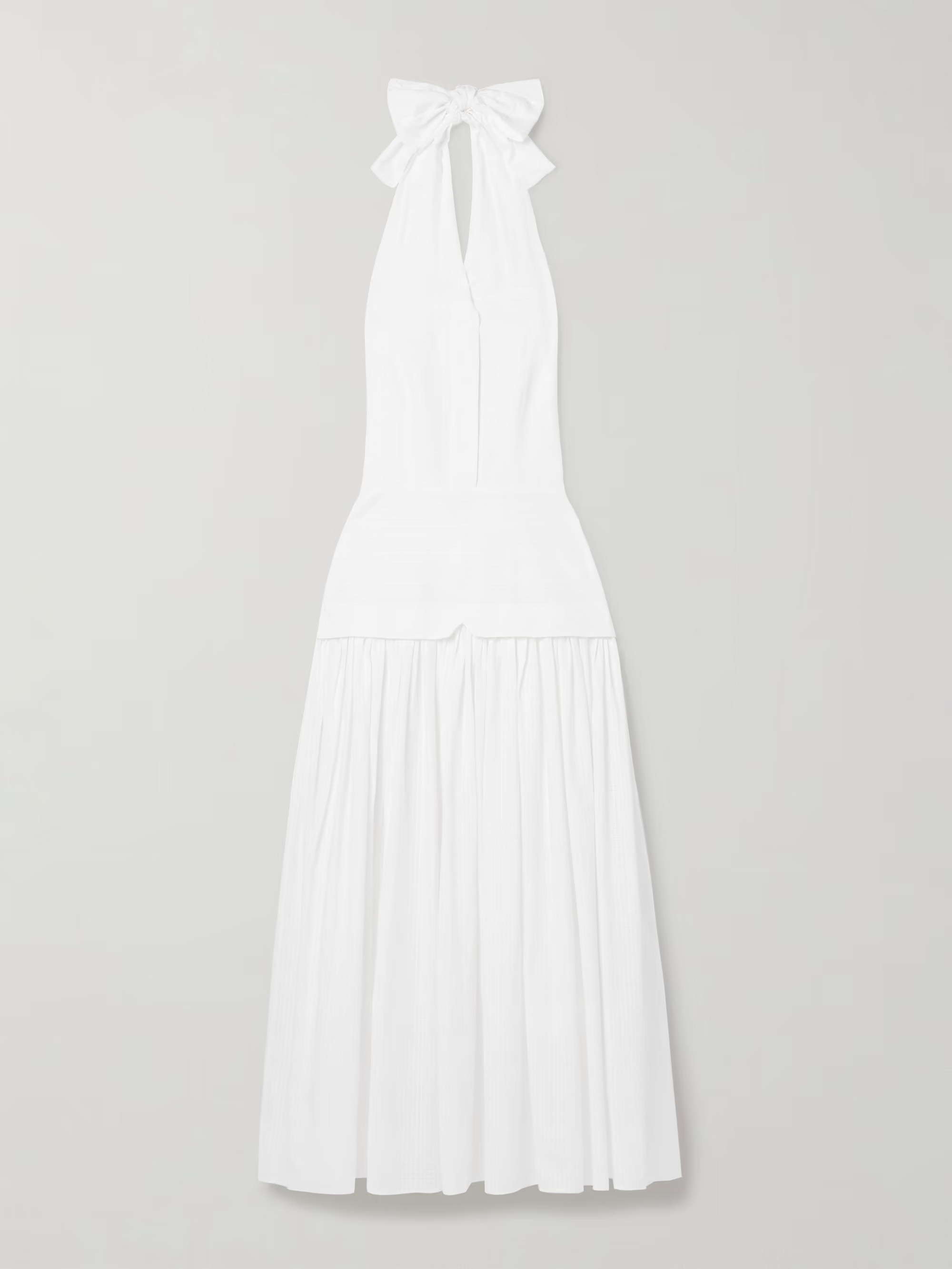 Quinn tiered checked embroidered cotton halterneck maxi dress | NET-A-PORTER (US)
