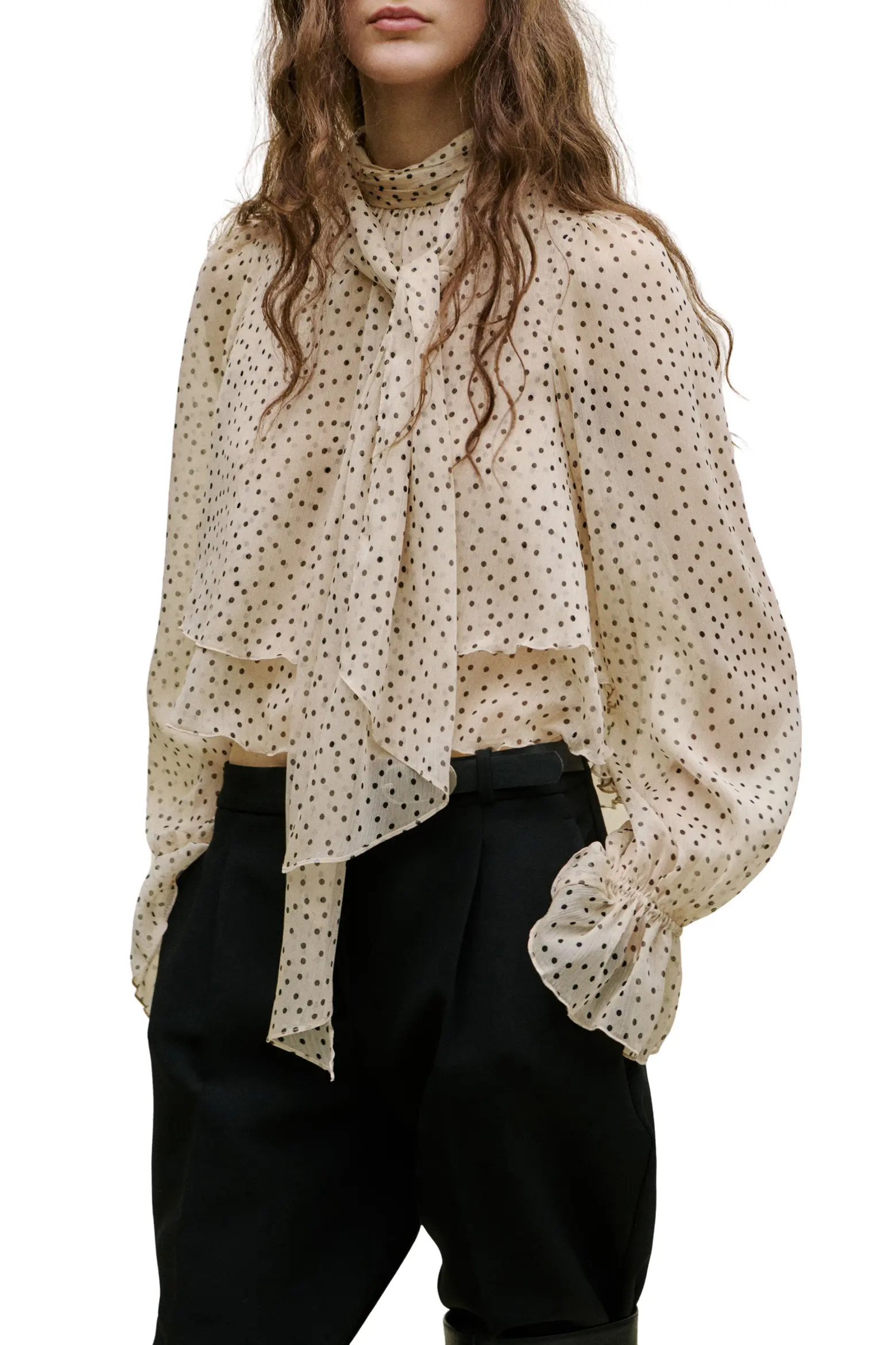 Polka Dot Tie Neck Top (Women) | Nordstrom | Nordstrom