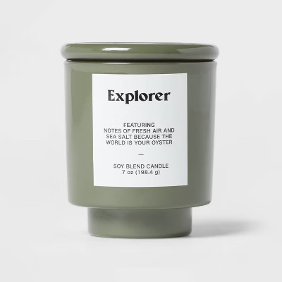 Forest Exterior Painted Glass w/ Glass Lid Fresh Air and Sea Salt "Explorer" 7oz - Room Essential... | Target