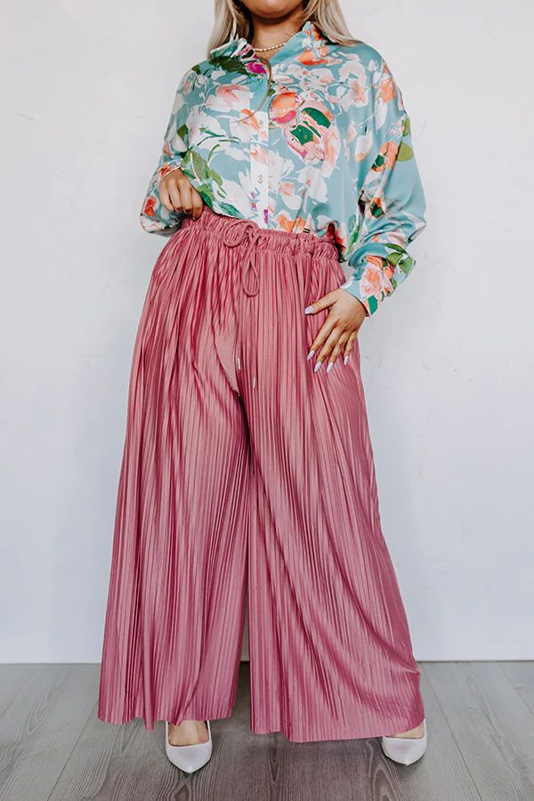 Summer In Malibu Pleated Pants In Dark Blush Curves | Impressions Online Boutique