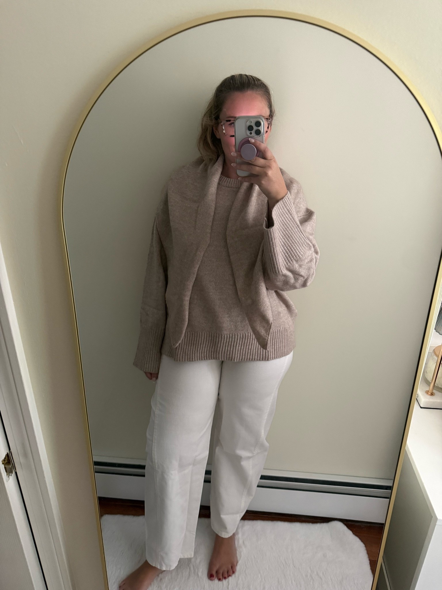 officially my new favorite white barrel jeans and sweater 

such good quality 
16 jeans and large sweater

#LTKootd #LTKmomlife