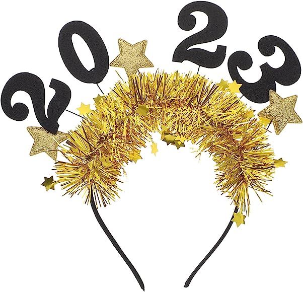 Amosfun Happy New Year 2023 New Year Party Headband 2023 Star Boppers Headwear with Glitter Tinsel N | Amazon (US)