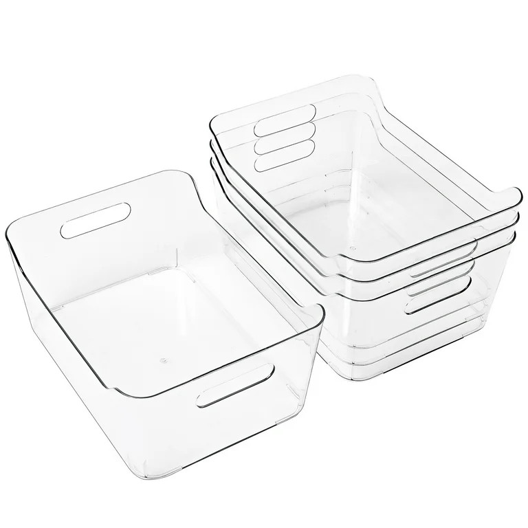4 Pack X-Large Plastic Storage Bins with Built-in Handles, Clear Pantry Food Organization and Sto... | Walmart (US)