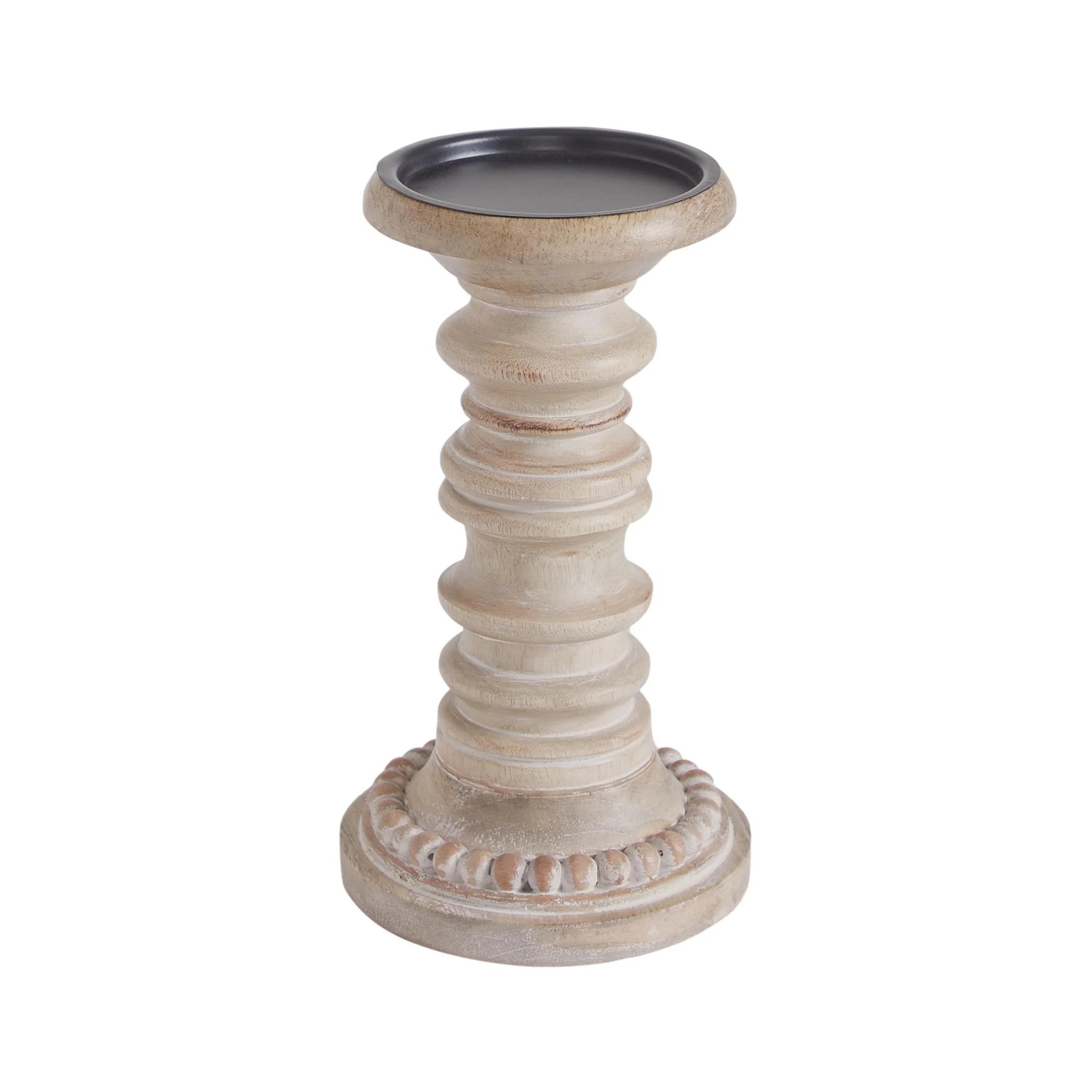 My Texas House Natural Mango Wood Pedestal Candle Holder, 8" Height | Walmart (US)