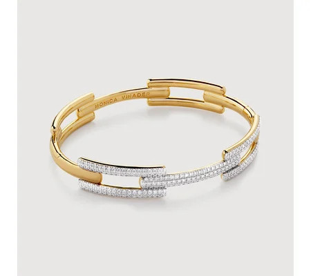 Lab Grown Diamond Full Pave Signature Link Bangle | Monica Vinader (US)
