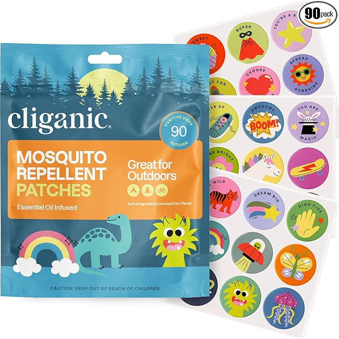 Cliganic Mosquito Repellent Stickers for Kids (90 Pack) - Non-Toxic Patches, Natural DEET-Free, E... | Amazon (US)