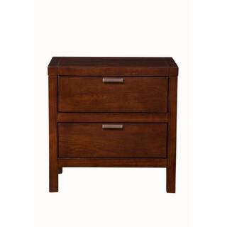 Benjara 2-Drawers Brown Subtle Finish Wooden Nightstand 24" H x 24" W x 16" H BM172857 - The Home... | The Home Depot