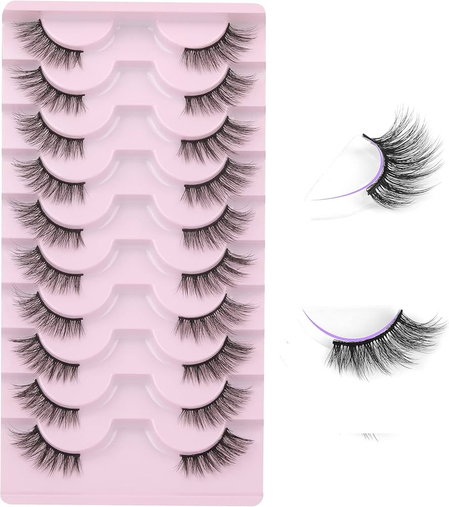 FANXITON Half Lashes Natural Look Wispy 10 Pairs Cat Eye Lashes 3D False Eyelashes Fluffy Soft 15... | Amazon (US)