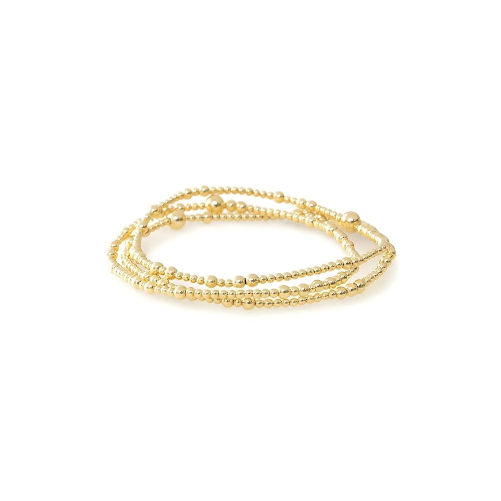 Gold Bracelets for Women, 14K Gold Non Tarnish Trendy Gold Strand Bead Ball Bracelet Adjustable W... | Amazon (US)