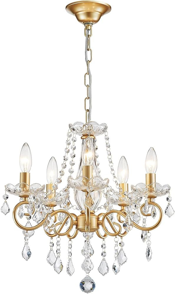 ANJIADENGSHI Mini Crystal Chandelier K9 Crystal Lighting Chandelier for Living Room 5 E12 Bulbs H... | Amazon (US)