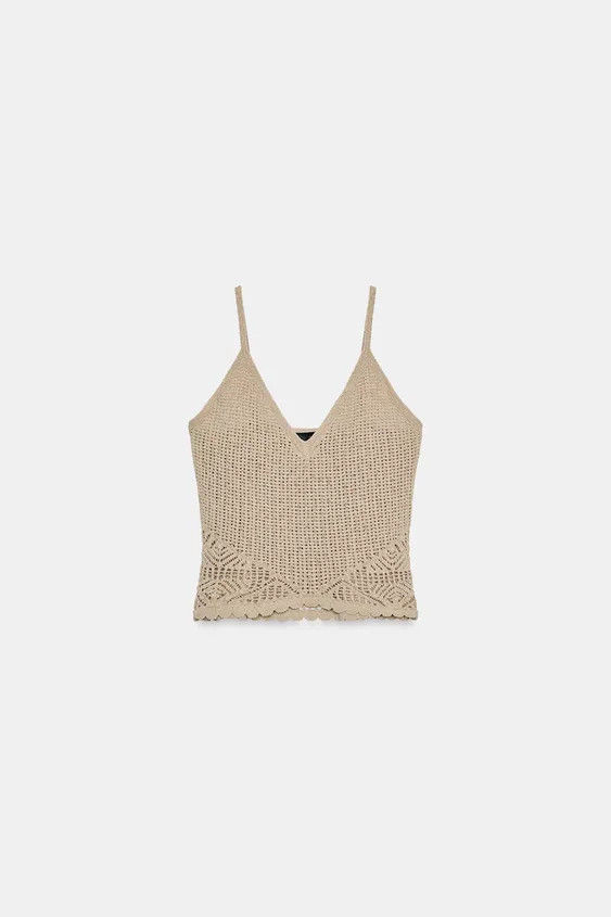 POINTELLE KNIT STRAPPY TOP | Zara UK