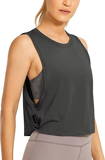 CRZ YOGA Pima Cotton Cropped Tank Tops for Women - Sleeveless Sports Shirts Athletic Yoga Running... | Amazon (US)