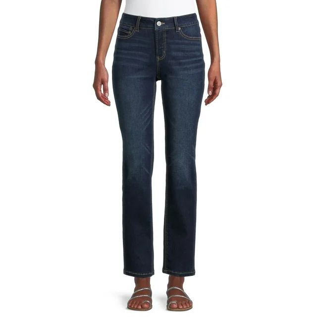 Time and Tru Women’s Mid Rise Straight Jeans, 29" Inseam for Regular, Sizes 2-18 | Walmart (US)