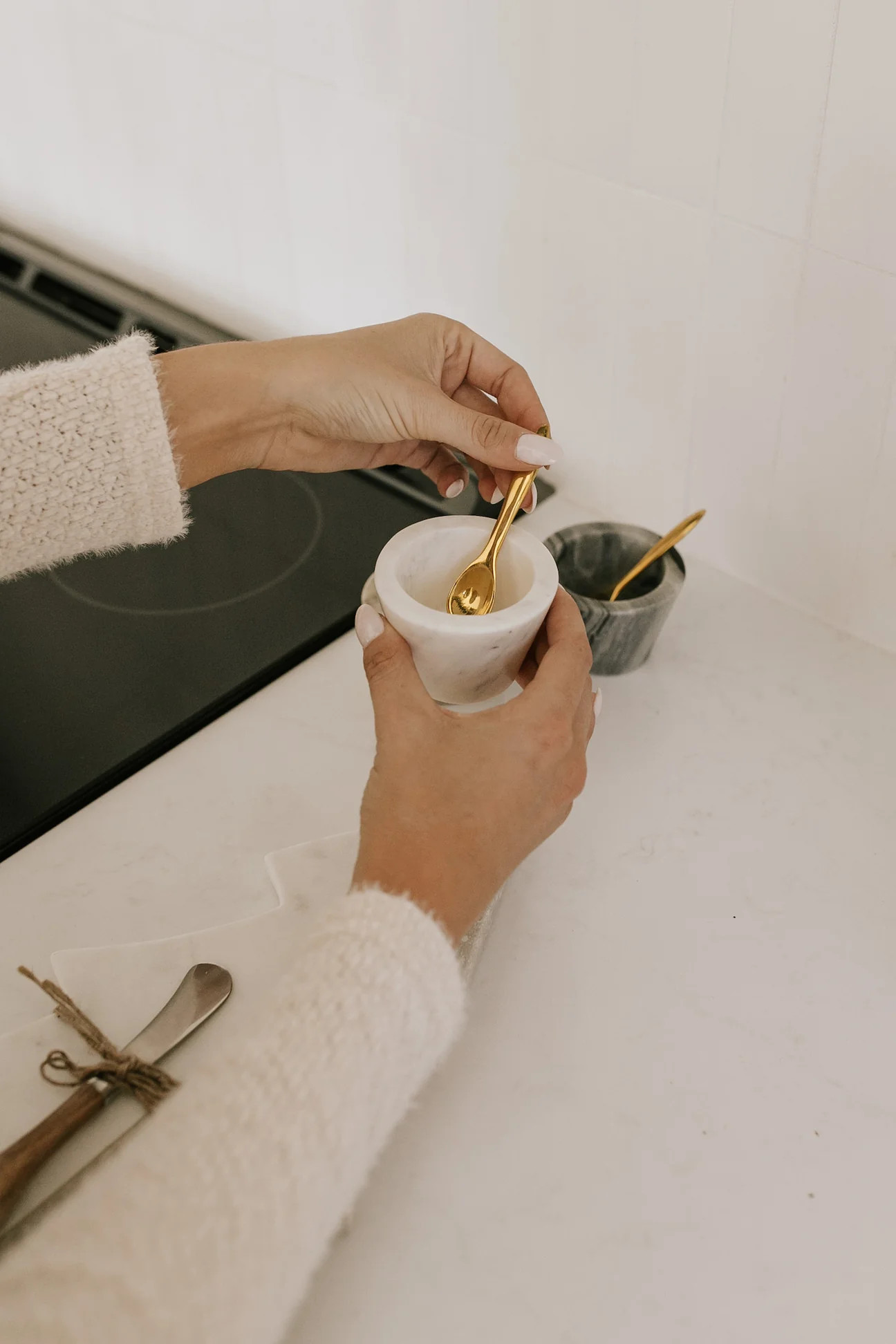 Felicity Marble Bowl w Brass Spoon - 3 Colors | THELIFESTYLEDCO