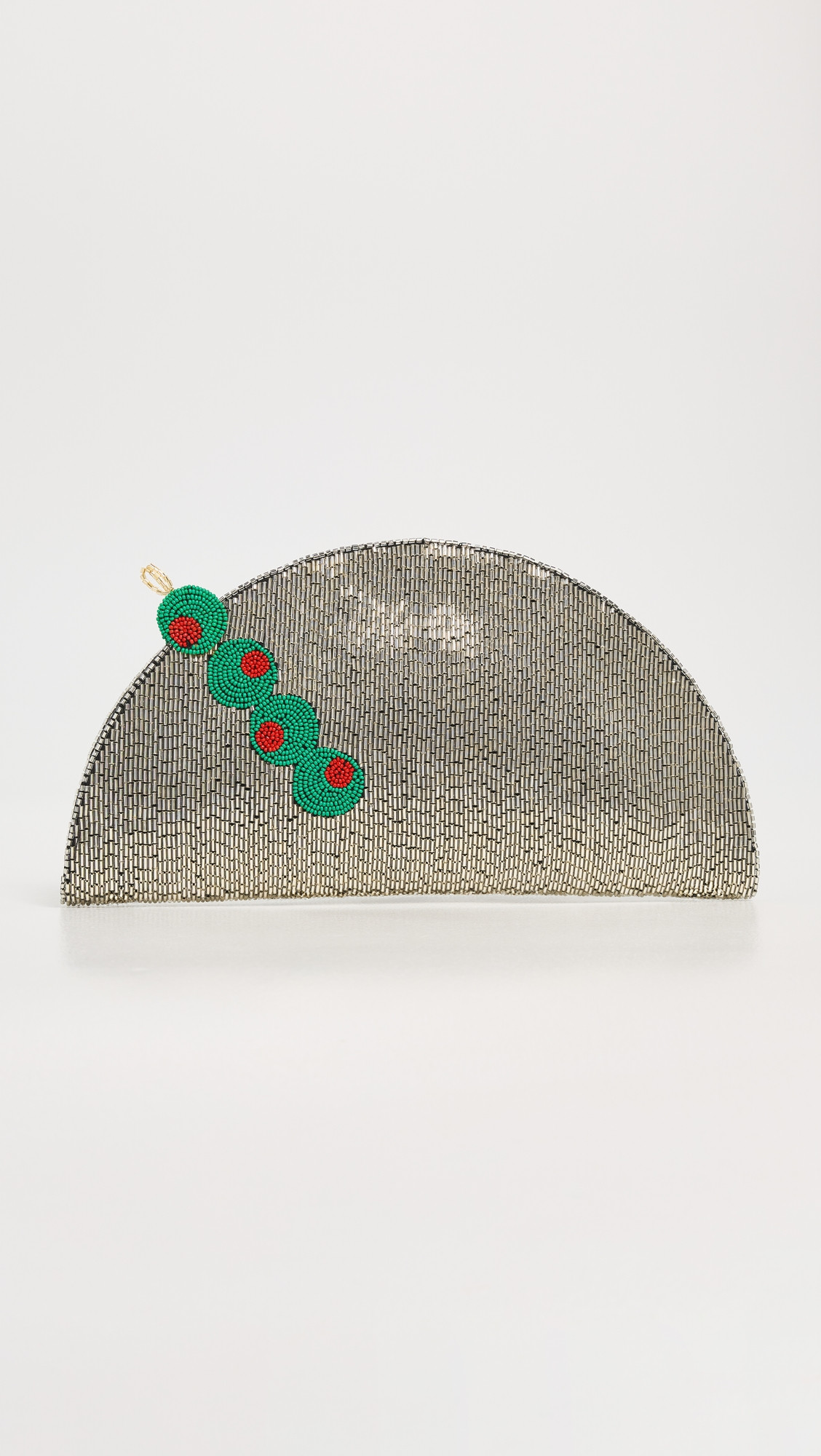 SIMONMILLER Beaded Lune Clutch Silver/Olive Motif One Size | Shopbop