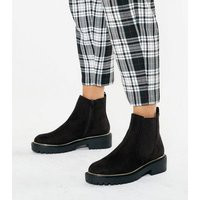 Black Suedette Metal Trim Chunky Chelsea Boots New Look Vegan | New Look (UK)