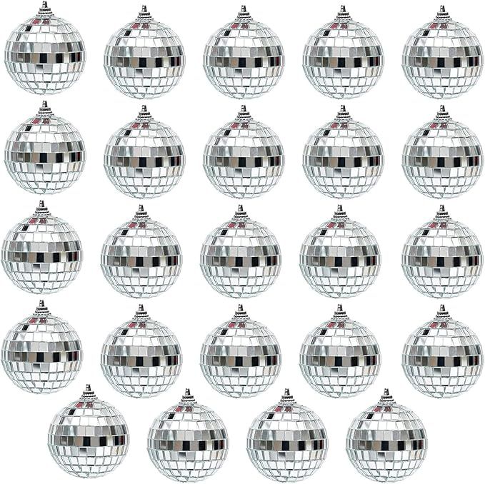 24 PCS Christmas Ornaments Mini Disco Ball Party Decorations - Mini Christmas Ball Ornaments, Dis... | Amazon (US)
