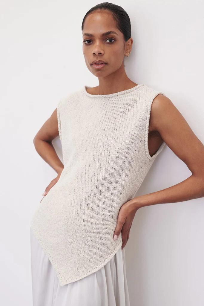 ALTHEA STONE ASYM KNIT TOP | DISSH