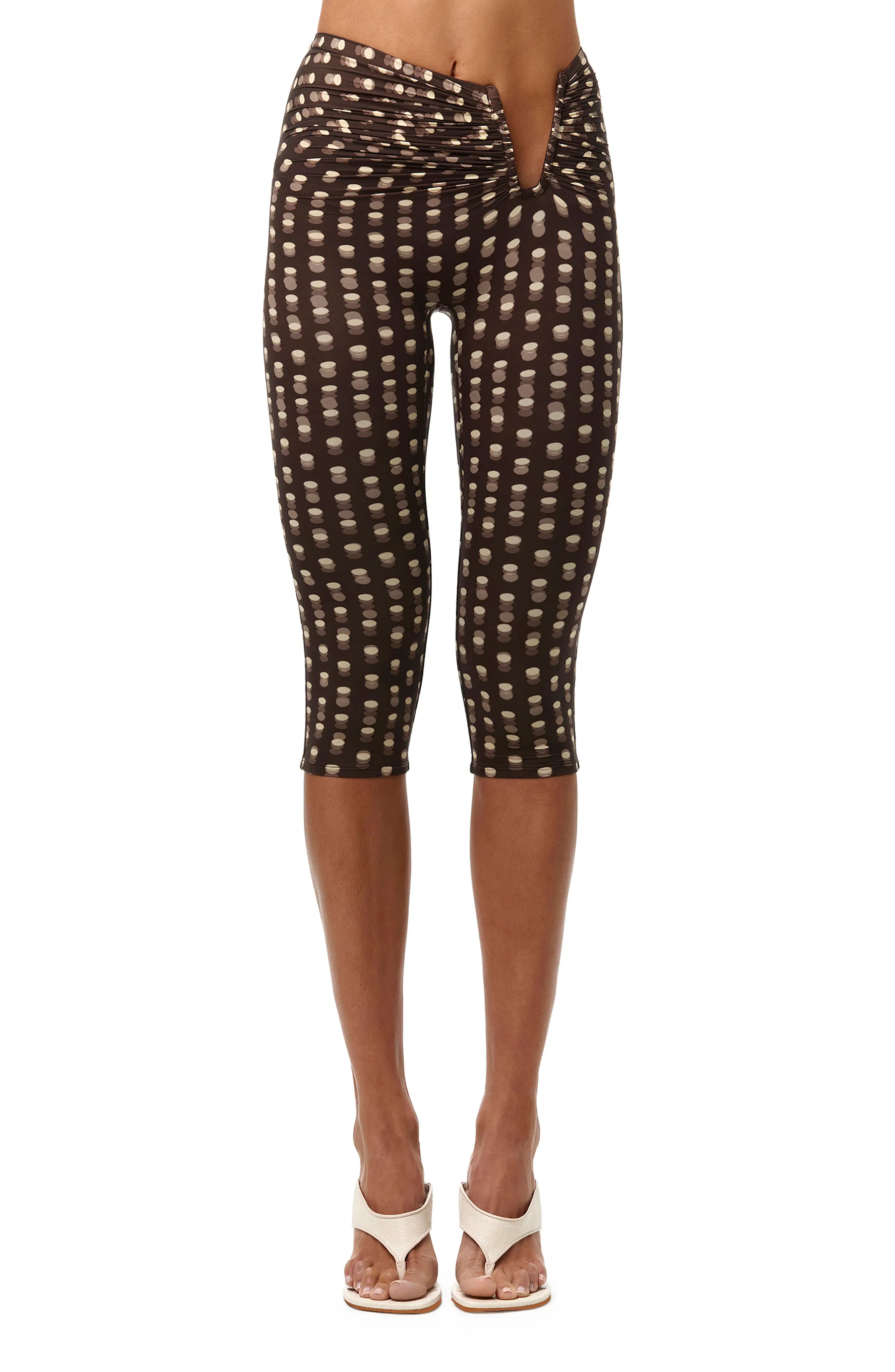 Polka Dot Illusion Cutout Detail Mesh Capri Leggings (Women) | Nordstrom | Nordstrom
