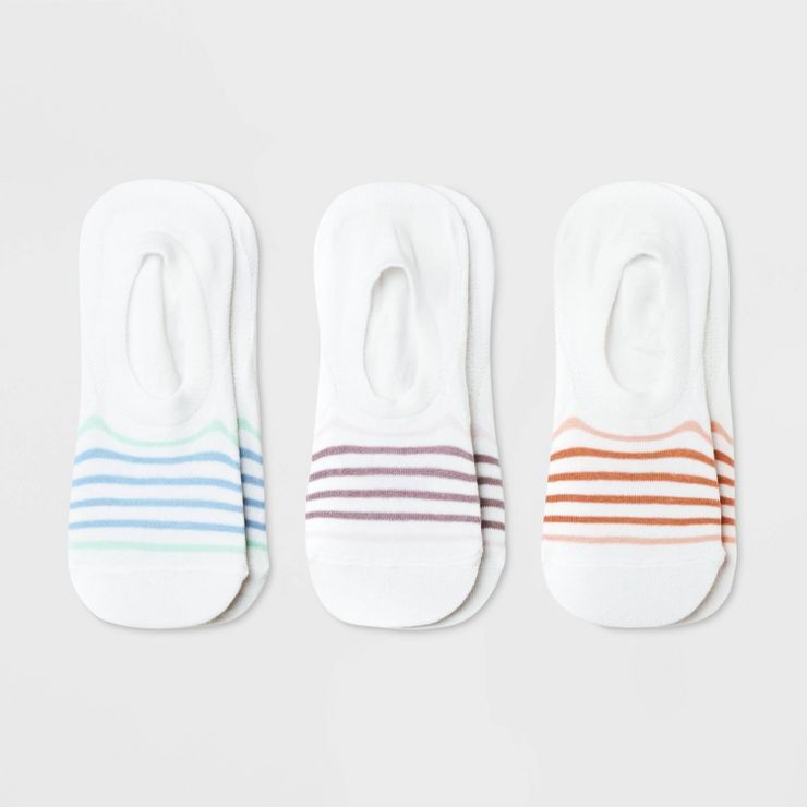 Women's 3pk Tonal Striped Sneaker Liner Socks - Universal Thread™ White 4-10 | Target