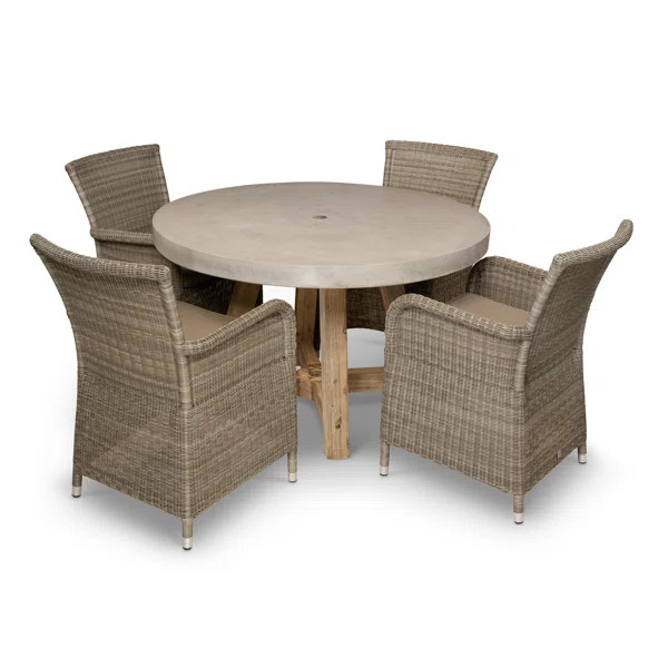 Sykes Round 4 - Person 47'' L Outdoor Restaurant Dining Set | Birch Lane