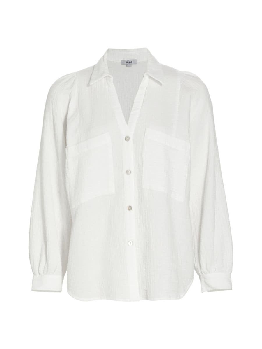 Lauren Textured Cotton Button-Front Shirt | Saks Fifth Avenue