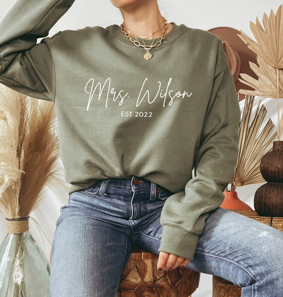 Custom Mrs Sweatshirt, Mrs Personalized Last Name Sweatshirt, Future Mrs, Bride to be Gift, Custo... | Etsy (US)