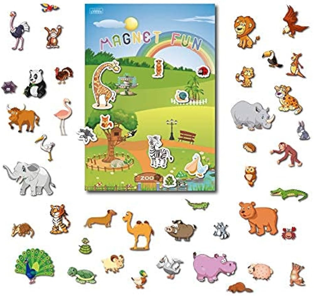 Magnetic Portable Playboard Cute Zoo Ainimal Magnets Create Scene for Todder Kids Perfect Prescho... | Amazon (US)