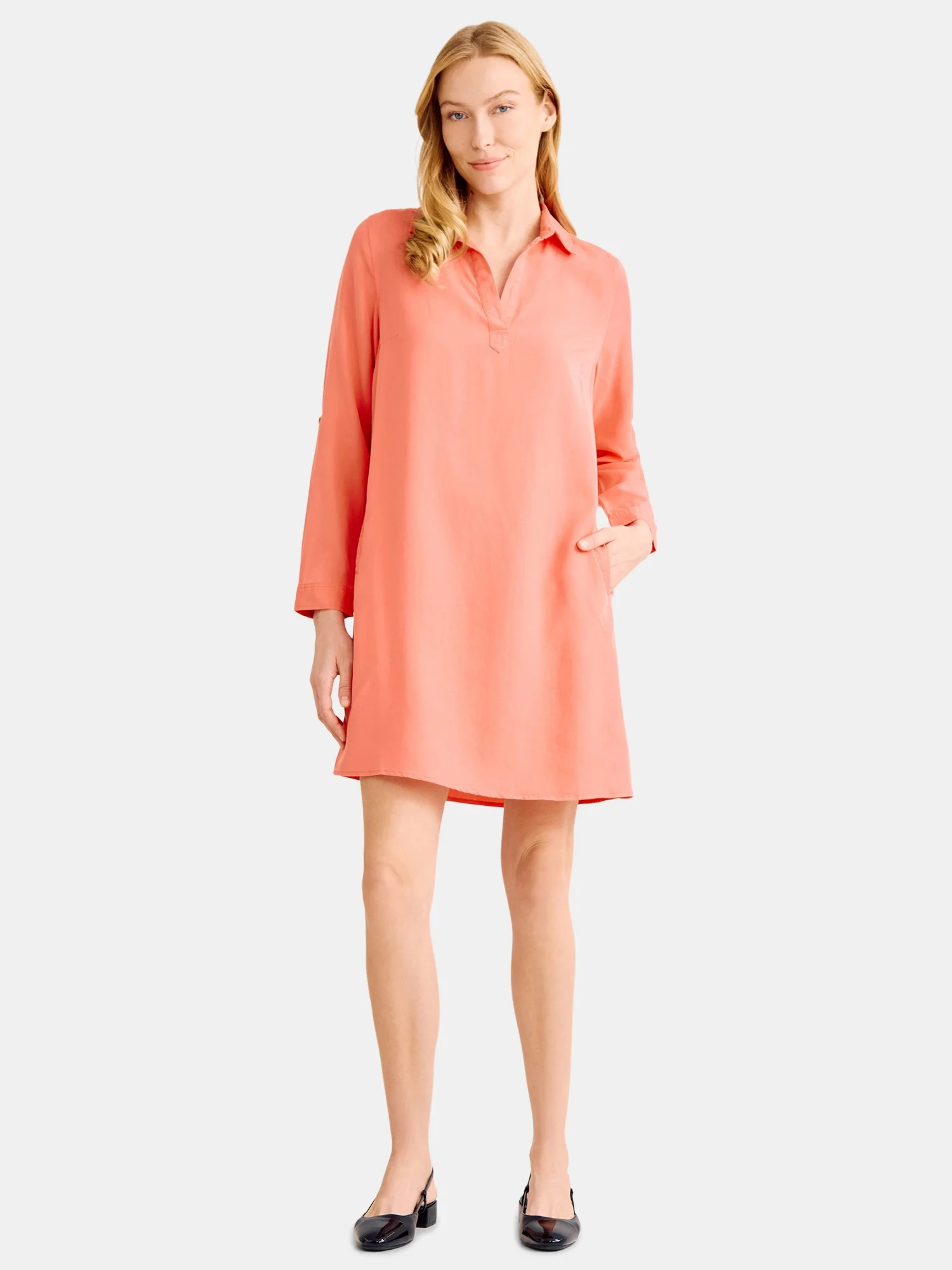 Time and Tru Women's Knit Shirtdress, Sizes XS-XXXL | Walmart (US)