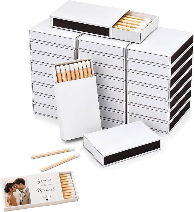 50 Boxes of Blank White Wooden Matches | Strike on Box Matchboxes Traditional Wooden Matchsticks ... | Amazon (US)